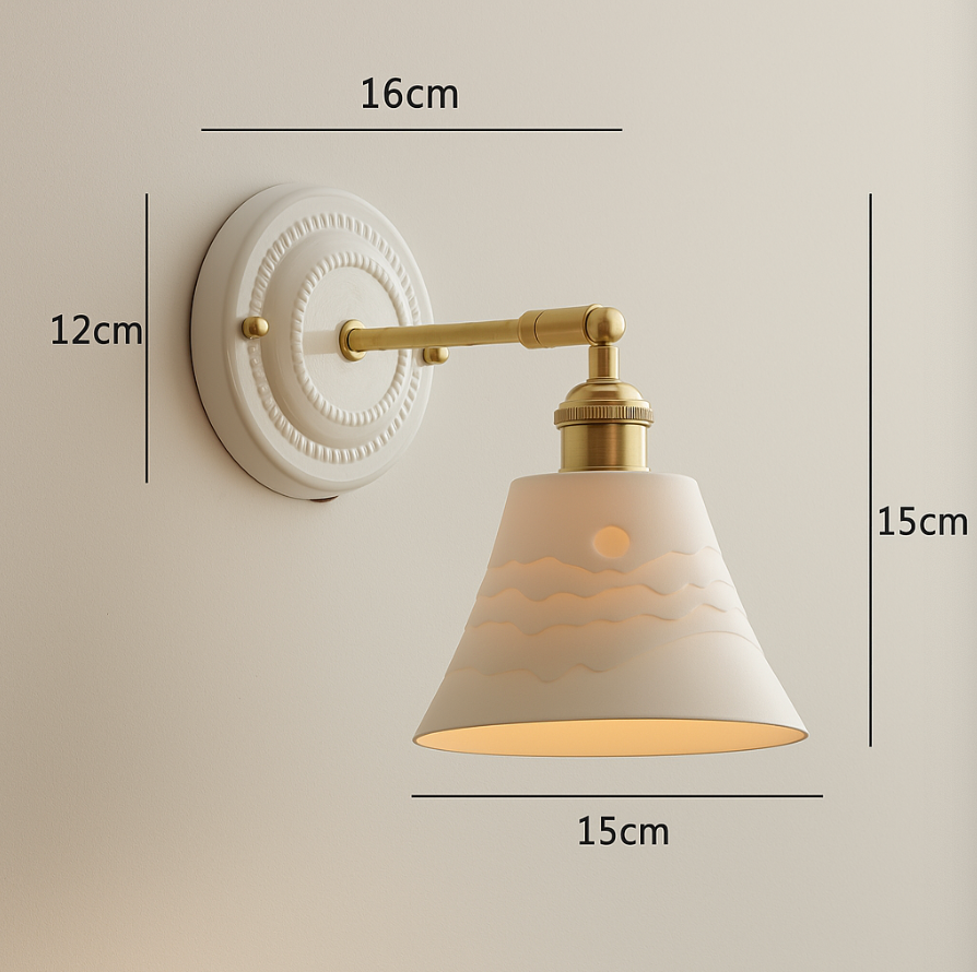 LED-Wandleuchte | Vintage-Japanisch | Keramik & Kupfer | Innenbeleuchtung