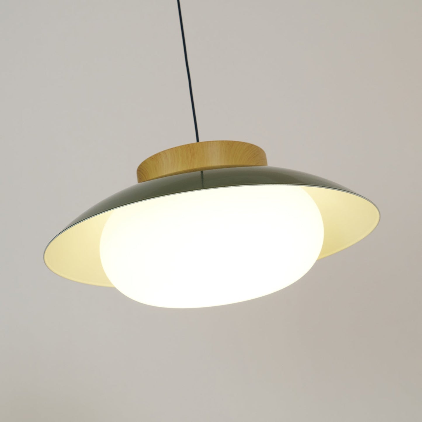 Pendelleuchte Saucer-Design | Holz & Glas | E27 LED | Minimalistisch