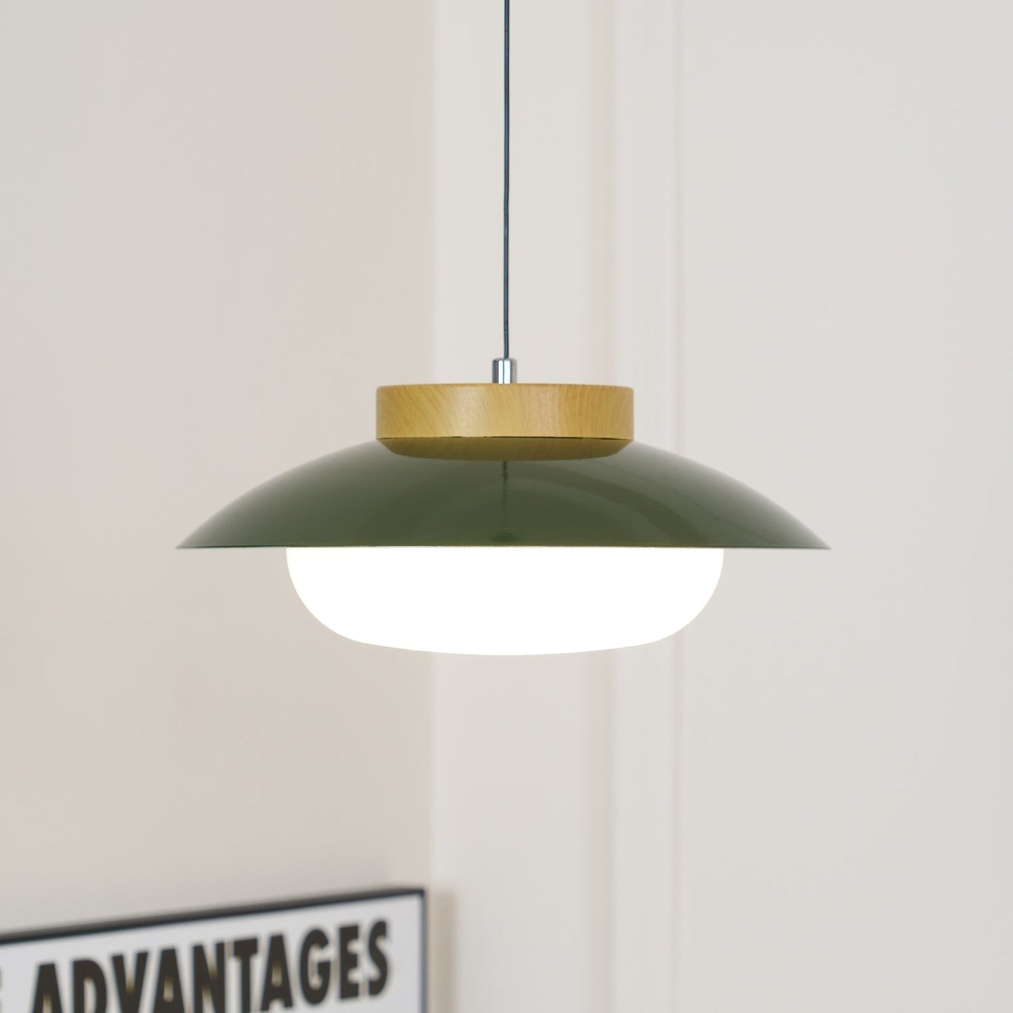 Pendelleuchte Saucer-Design | Holz & Glas | E27 LED | Minimalistisch