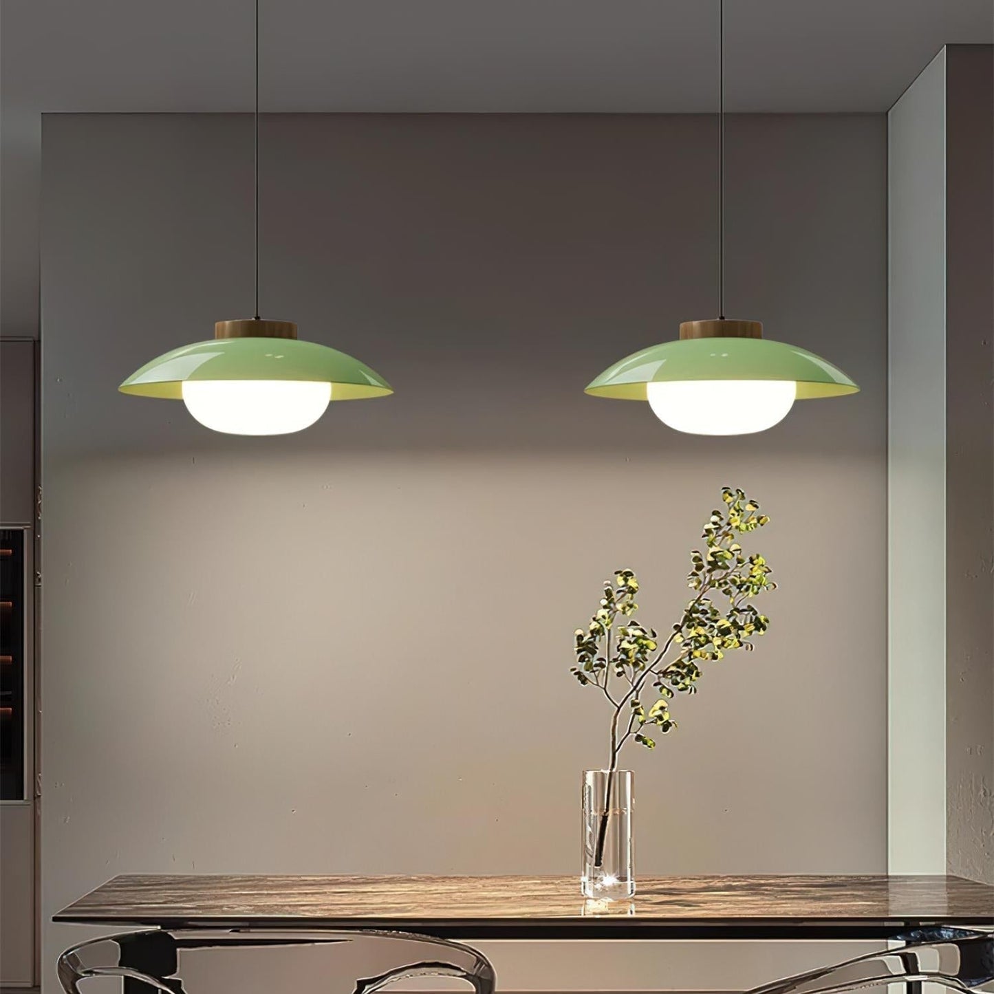 Pendelleuchte Saucer-Design | Holz & Glas | E27 LED | Minimalistisch