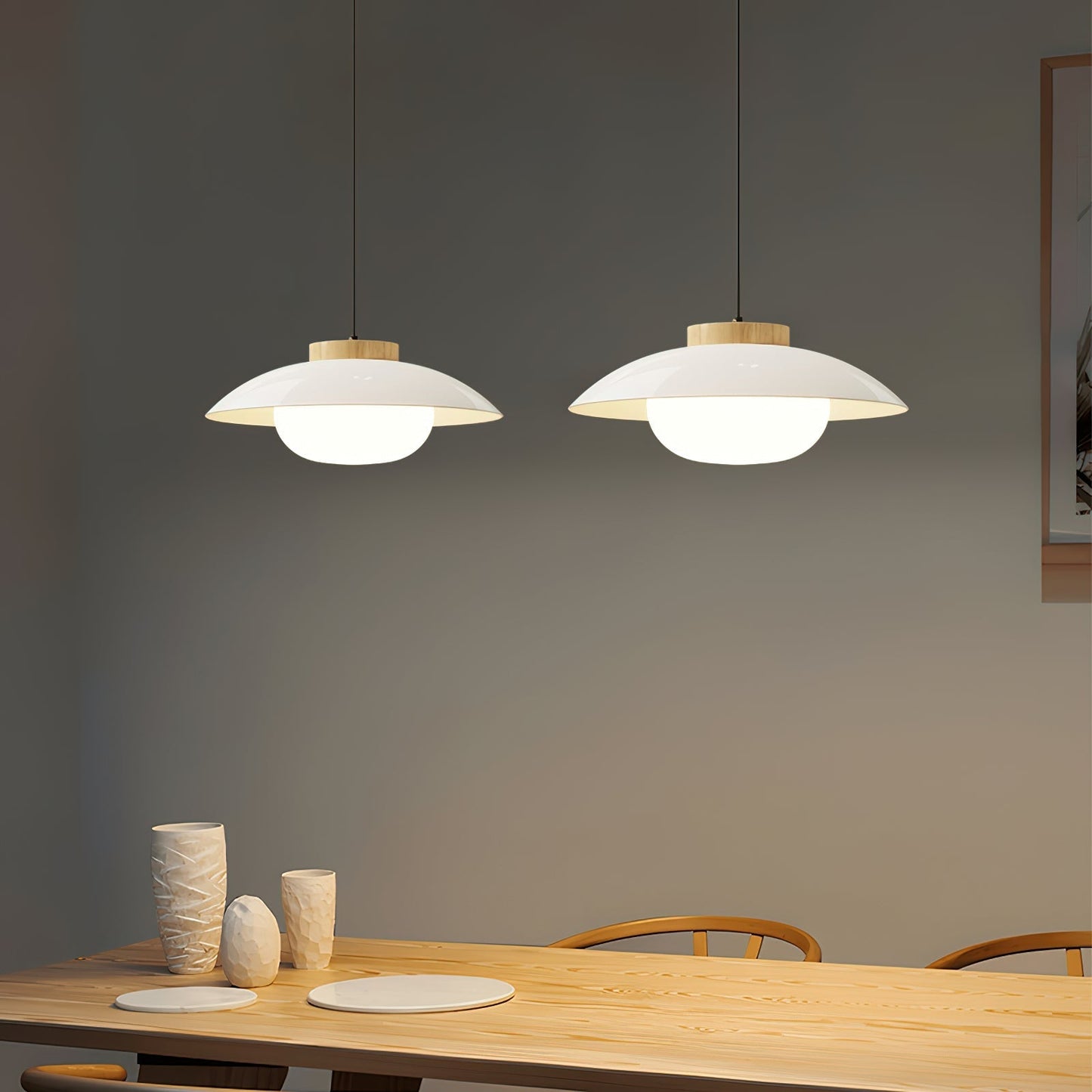 Pendelleuchte Saucer-Design | Holz & Glas | E27 LED | Minimalistisch