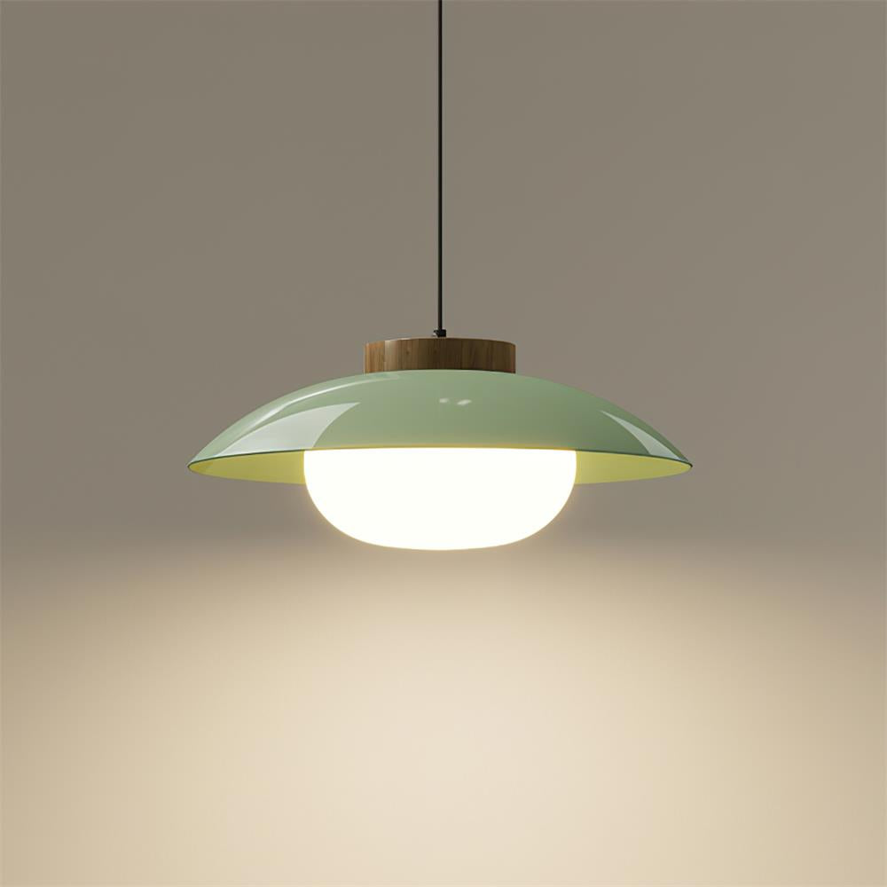 Pendelleuchte Saucer-Design | Holz & Glas | E27 LED | Minimalistisch