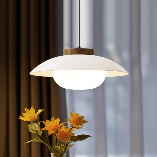 Pendelleuchte Saucer-Design | Holz & Glas | E27 LED | Minimalistisch