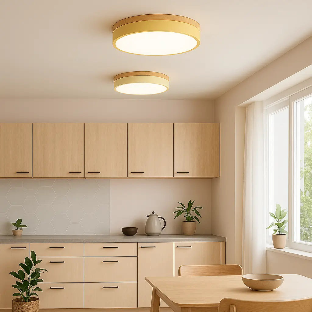 LED‑Deckenleuchte | Skandinavisches Design | Holzdetails | Wohnzimmer & Schlafzimmer