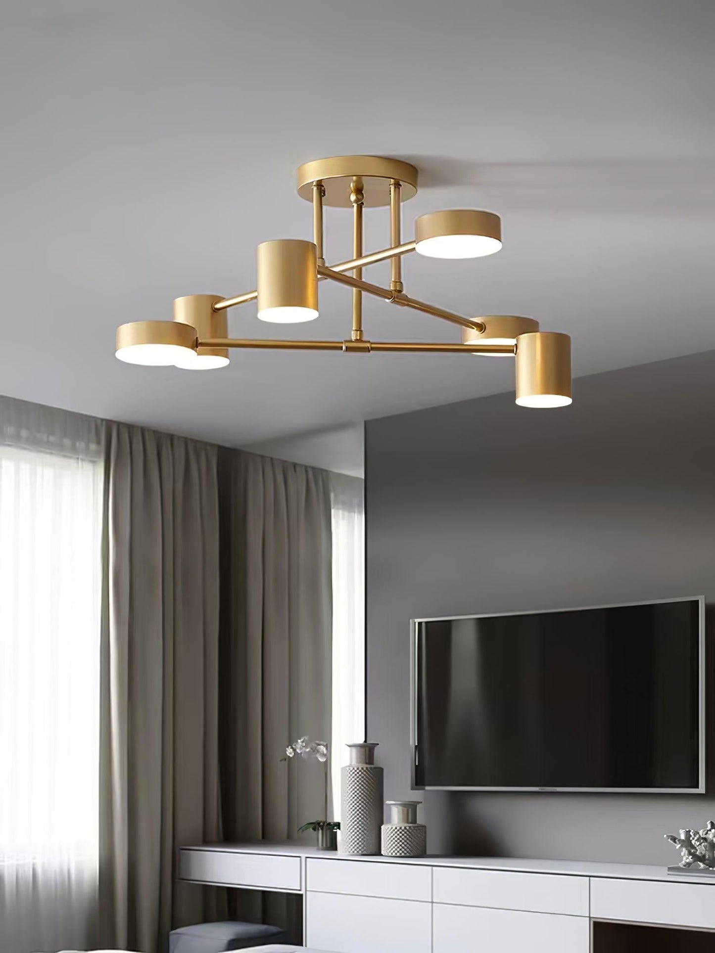Moderne Messing-Globus LED-Sputnik-Deckenleuchte | 6-flammig | Statement-Design
