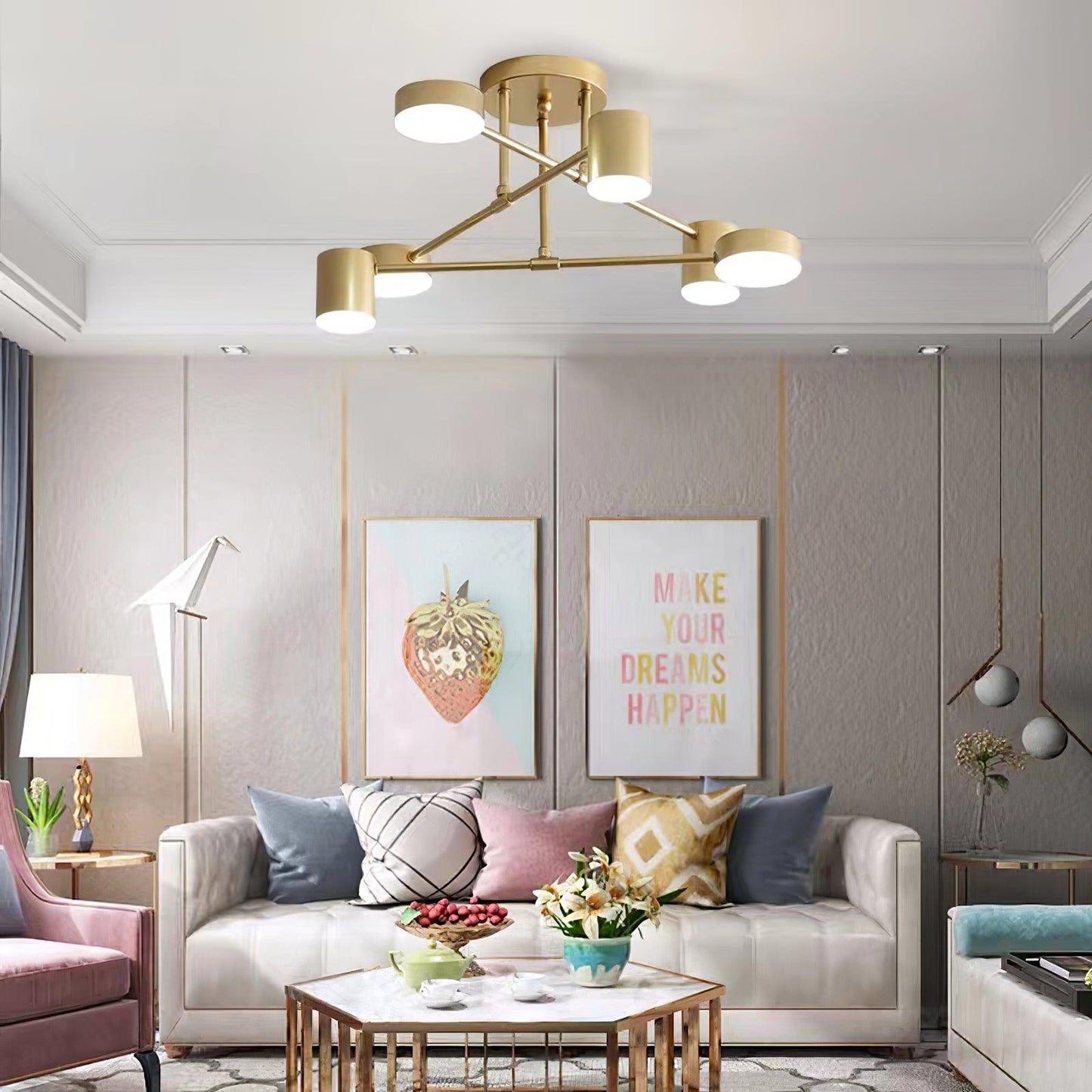 Moderne Messing-Globus LED-Sputnik-Deckenleuchte | 6-flammig | Statement-Design