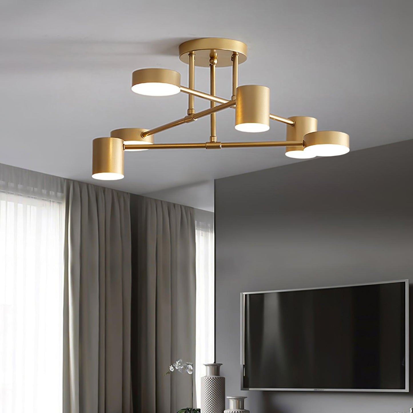 Moderne Messing-Globus LED-Sputnik-Deckenleuchte | 6-flammig | Statement-Design