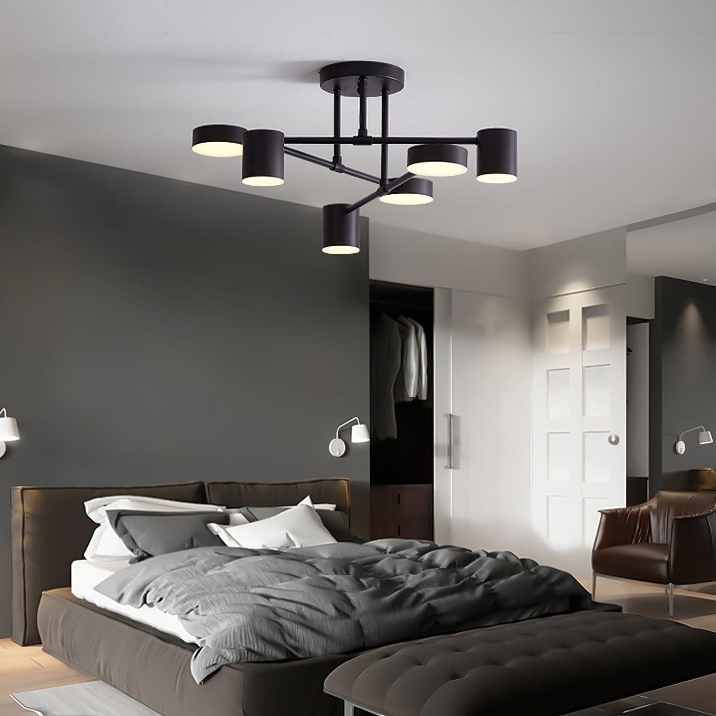 Moderne Messing-Globus LED-Sputnik-Deckenleuchte | 6-flammig | Statement-Design