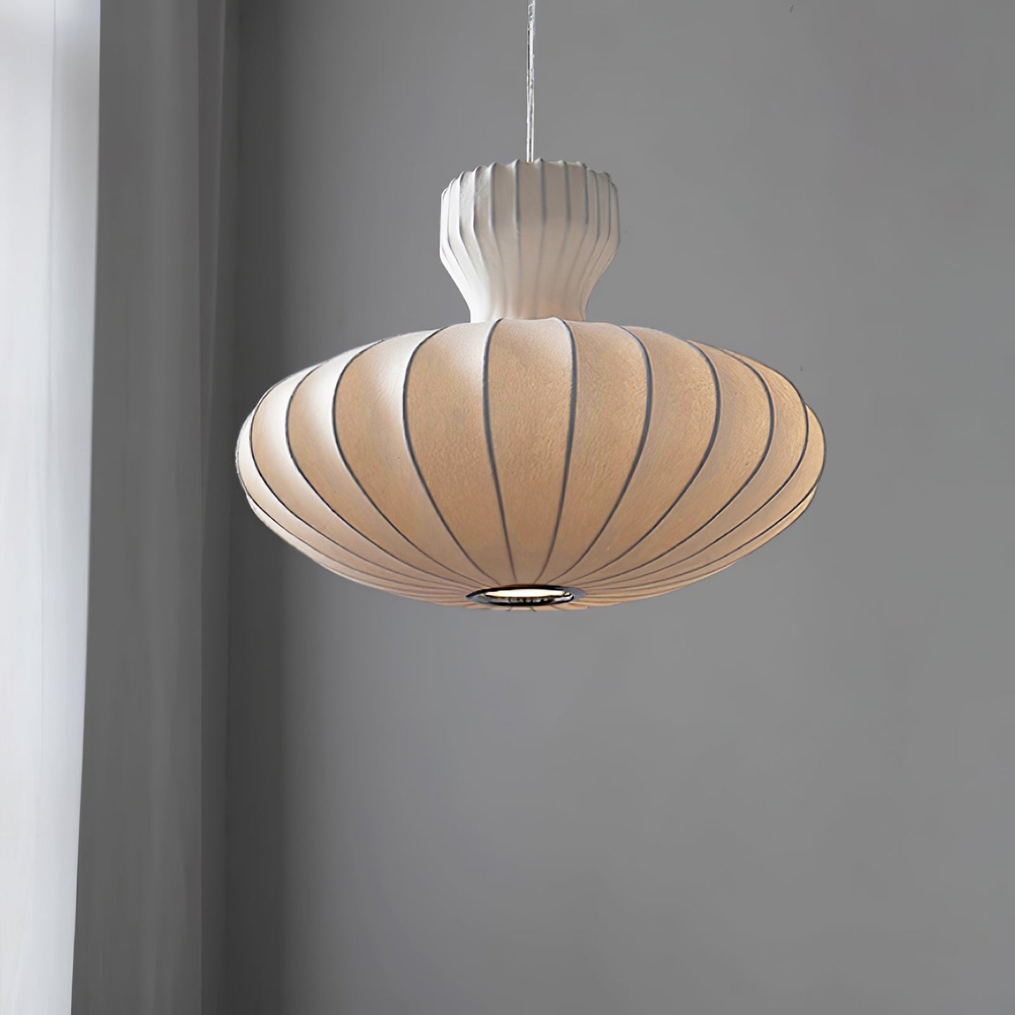 Seiden-Pendelleuchte Plissiert | Vintage Stil | E26/E27 LED | Warmweiß