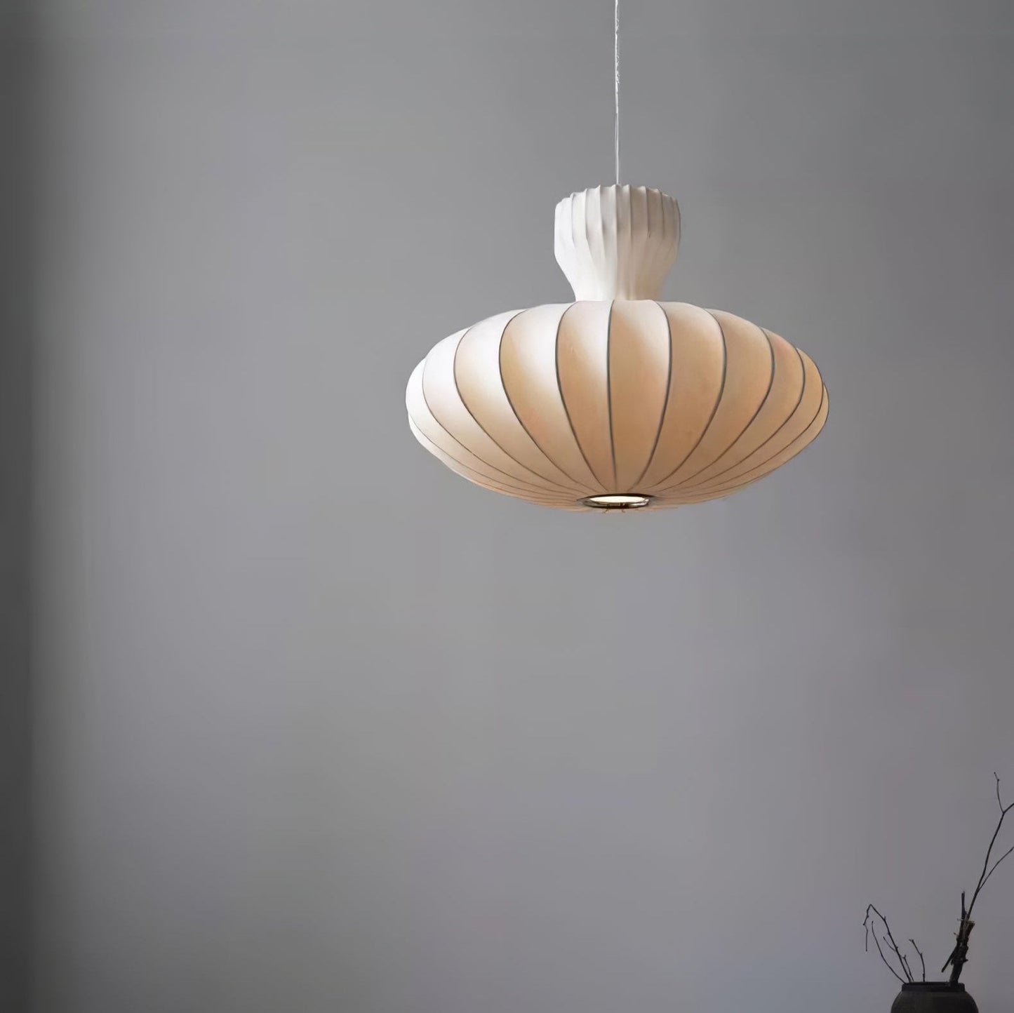 Seiden-Pendelleuchte Plissiert | Vintage Stil | E26/E27 LED | Warmweiß