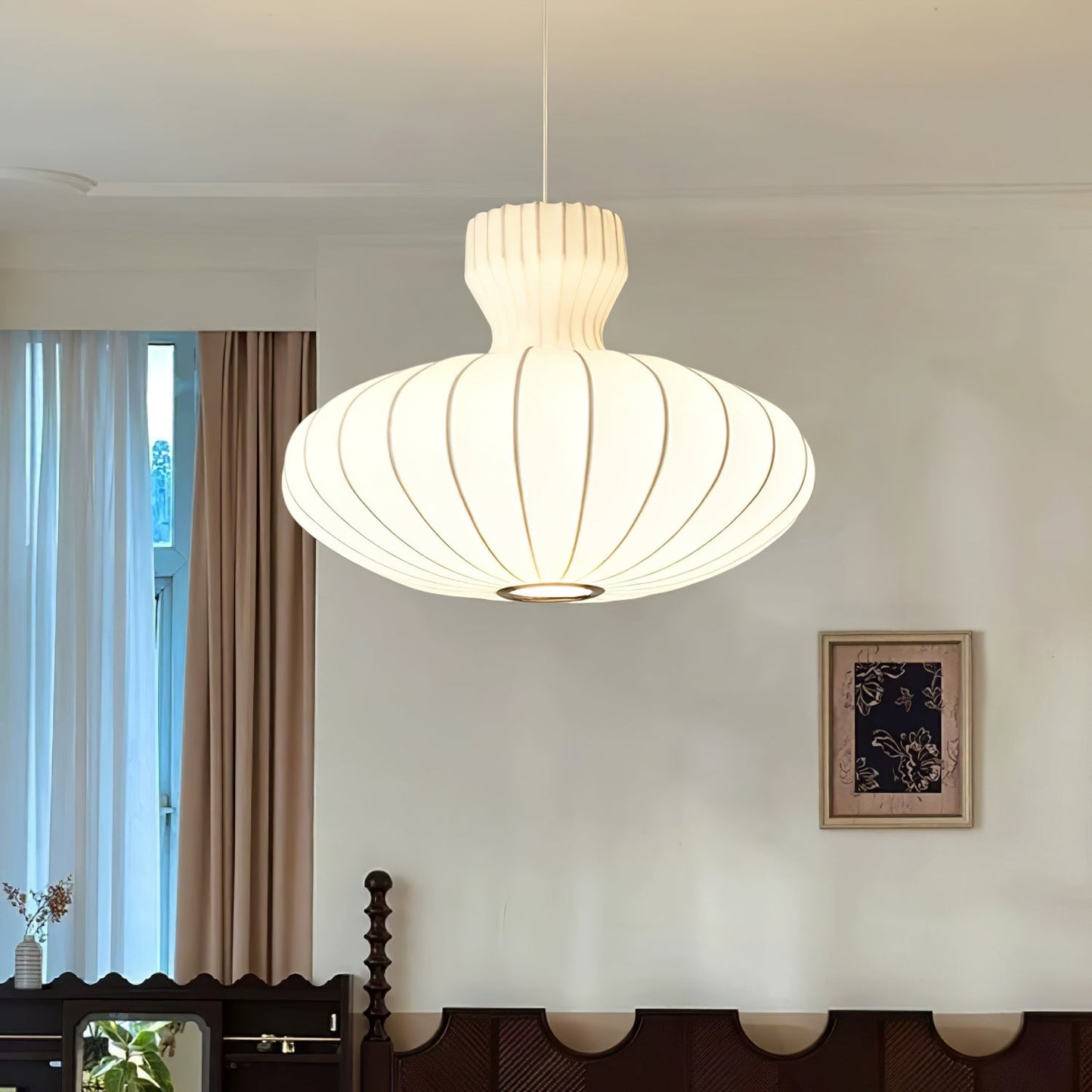 Seiden-Pendelleuchte Plissiert | Vintage Stil | E26/E27 LED | Warmweiß