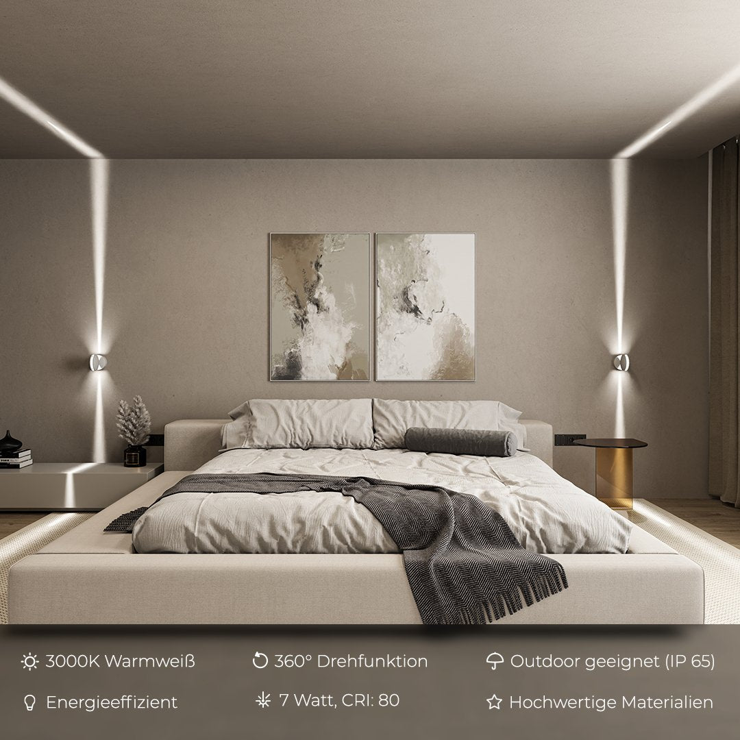 360° LED‑Wandleuchte | Modern | Warmweiß | Flexible Ausrichtung