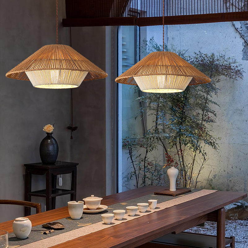 Rattan-Pendelleuchte | Retro Industrie Stil | Warmweiß 2700K | Zen Design