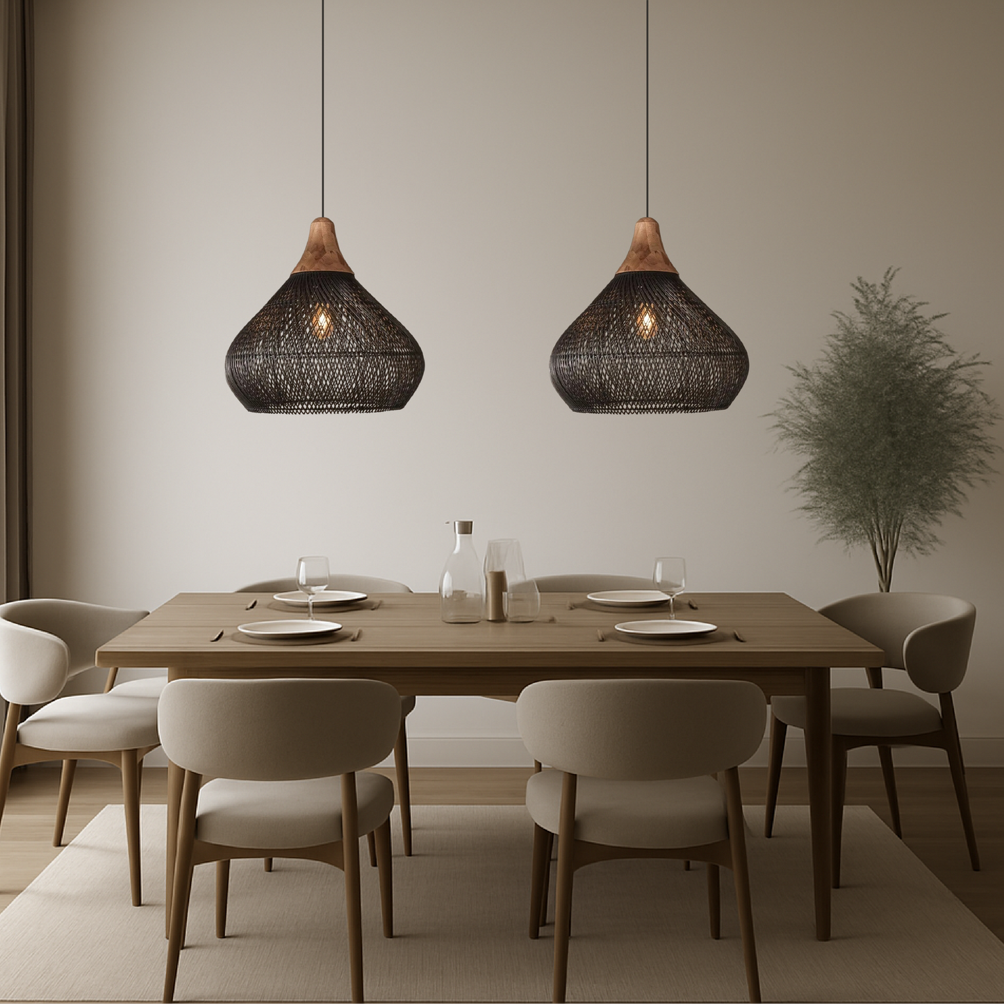 Pendelleuchte Bambus Geflochten | E27 | LED | Japandi