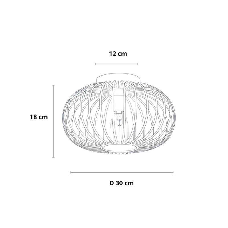 Industrial-Deckenleuchte | Oval Ø30 cm | Schwarz | Direktes & Ambiente Licht