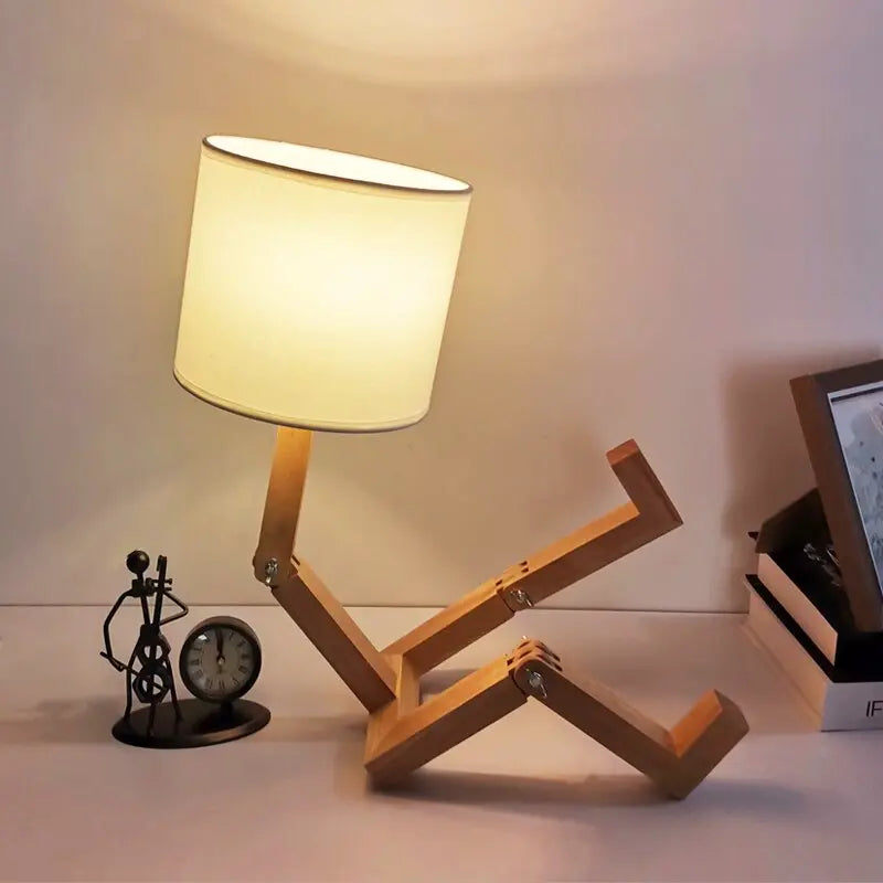Tischlampe | Holz | Stoffschirm | Modern & LED-geeignet