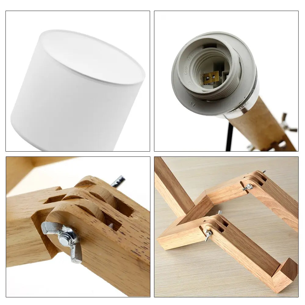 Tischlampe | Holz | Stoffschirm | Modern & LED-geeignet