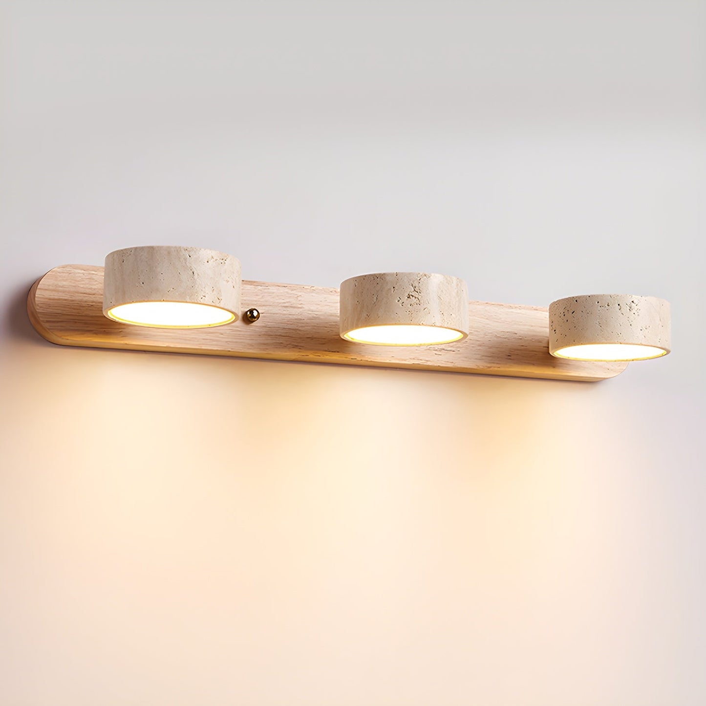 Wandleuchte Travertin Holz | LED | Warmweiß | Modern