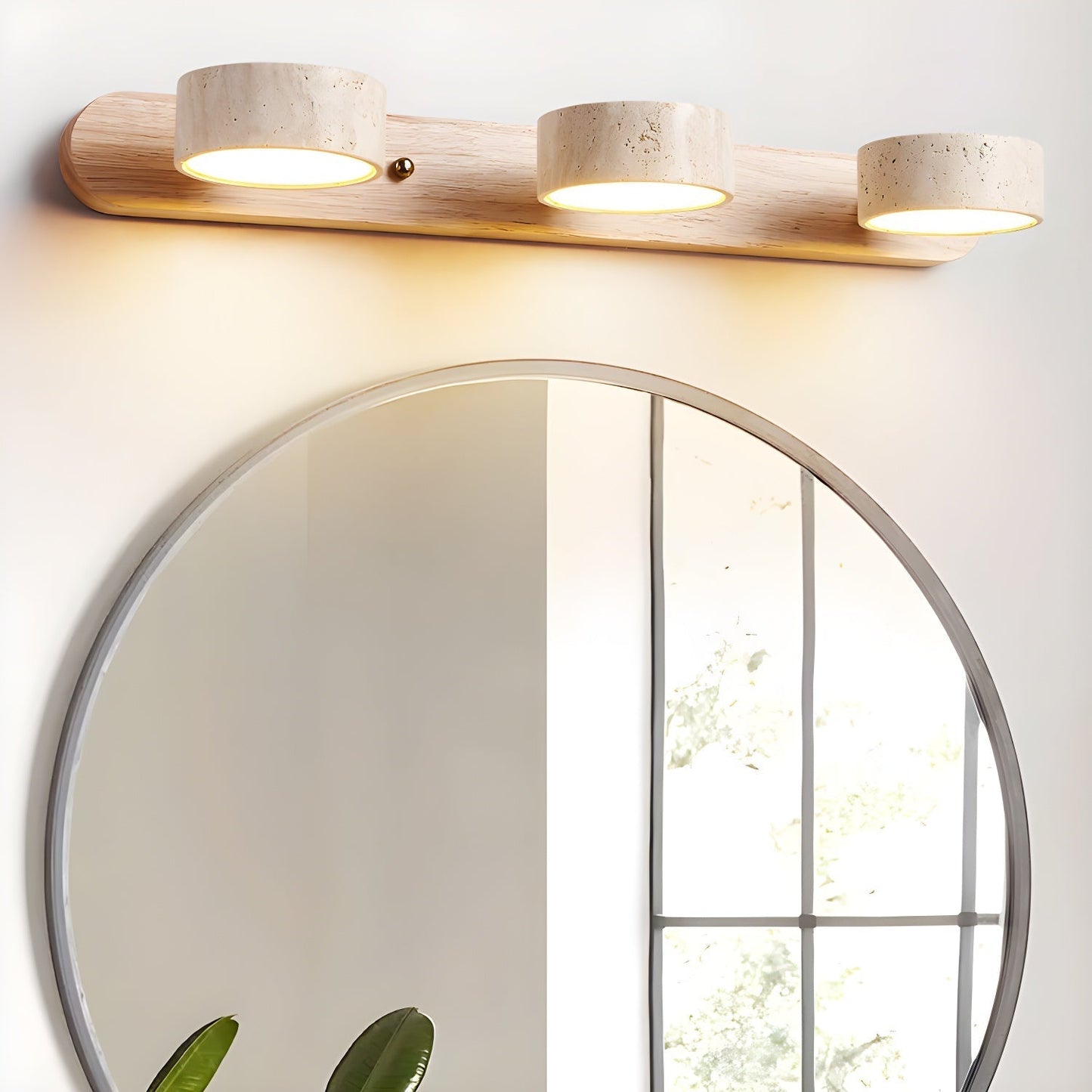 Wandleuchte Travertin Holz | LED | Warmweiß | Modern
