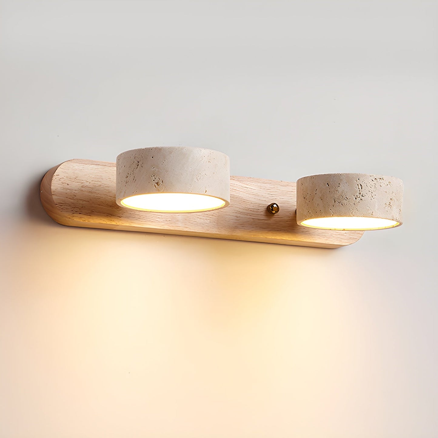 Wandleuchte Travertin Holz | LED | Warmweiß | Modern