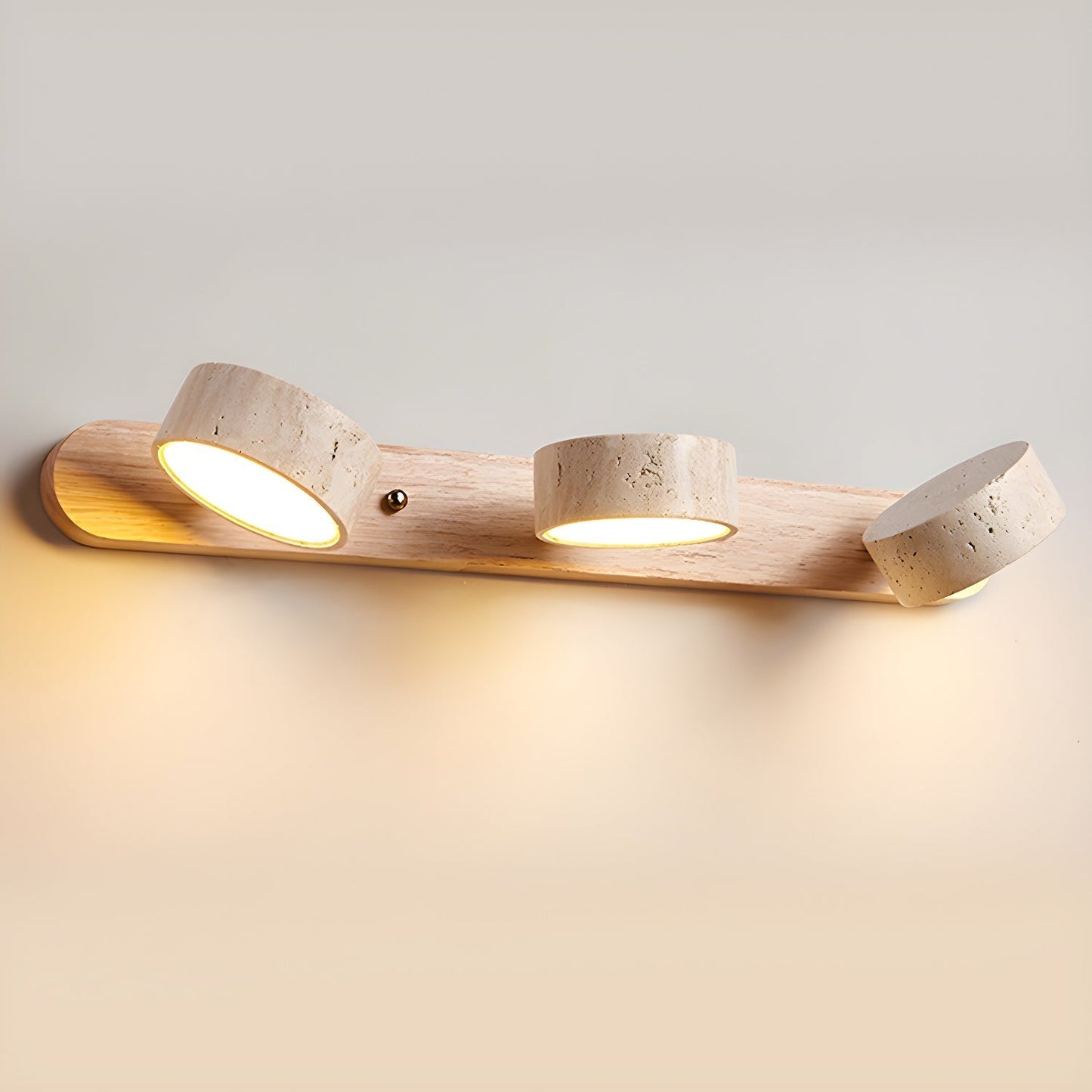 Wandleuchte Travertin Holz | LED | Warmweiß | Modern