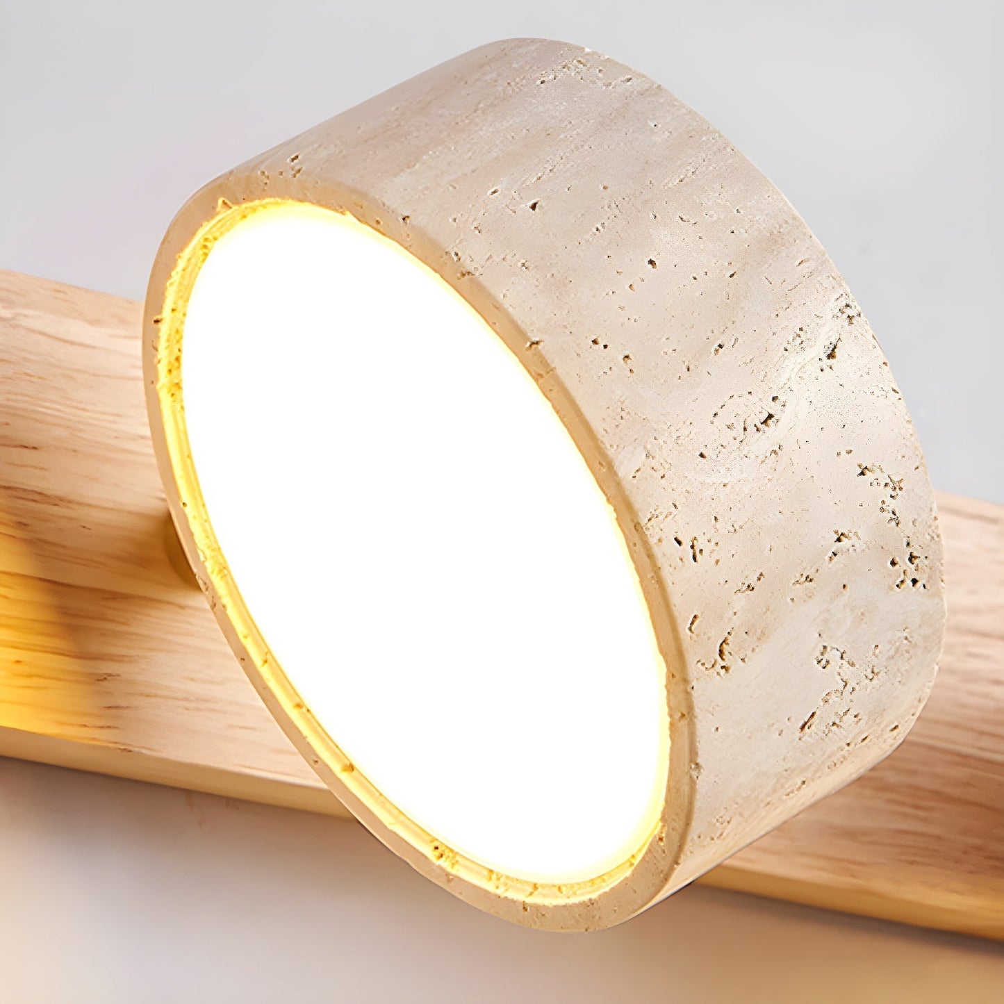 Wandleuchte Travertin Holz | LED | Warmweiß | Modern