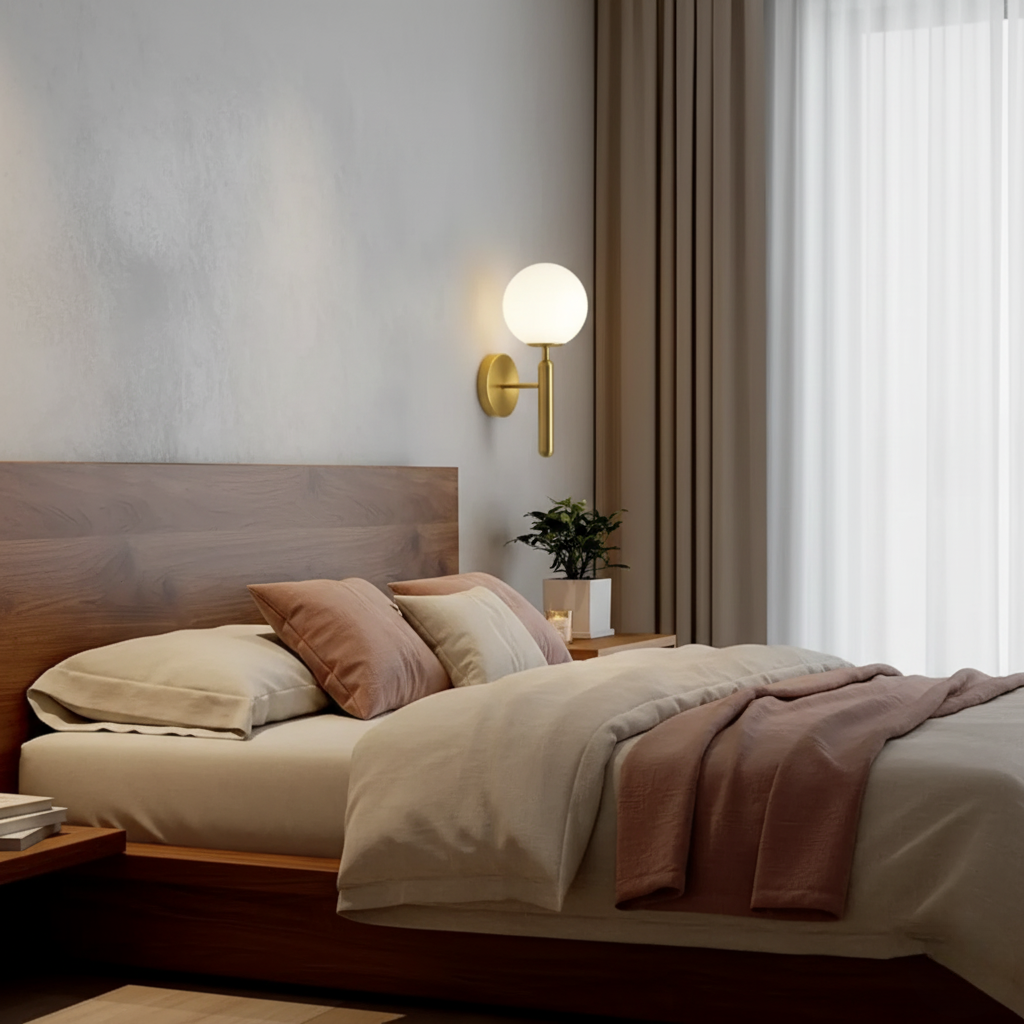 LED-Wandleuchte | Opales Glas & Messing | Warmweißes Licht