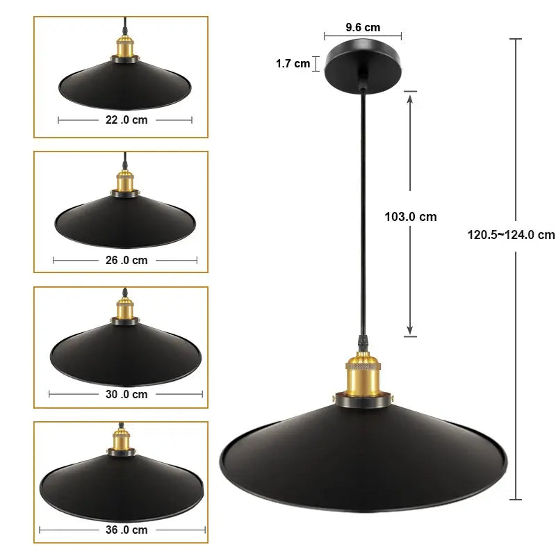 Vintage Industrial Pendelleuchte | Schwarz & Gold‑Akzent | Wohnzimmer & Esszimmer