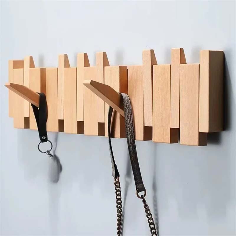 Wandhakenleiste Holz | Klapphaken Magnetisch | Skandinavisch | Flur & Schlafzimmer
