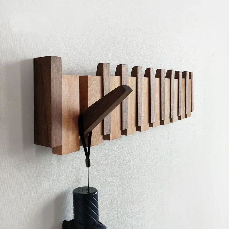Wandhakenleiste Holz | Klapphaken Magnetisch | Skandinavisch | Flur & Schlafzimmer