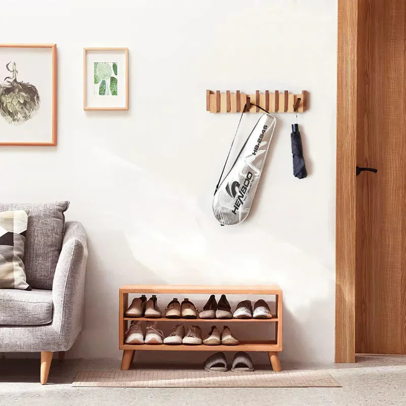 Wandhakenleiste Holz | Klapphaken Magnetisch | Skandinavisch | Flur & Schlafzimmer