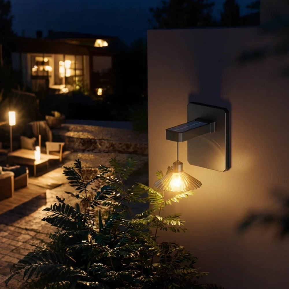 Solar-Wandleuchte Hängeschirm | LED Warmweiß | IP44 | Außen