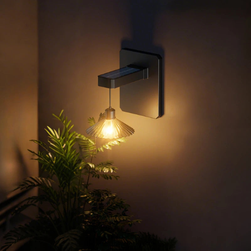 Solar-Wandleuchte Hängeschirm | LED Warmweiß | IP44 | Außen