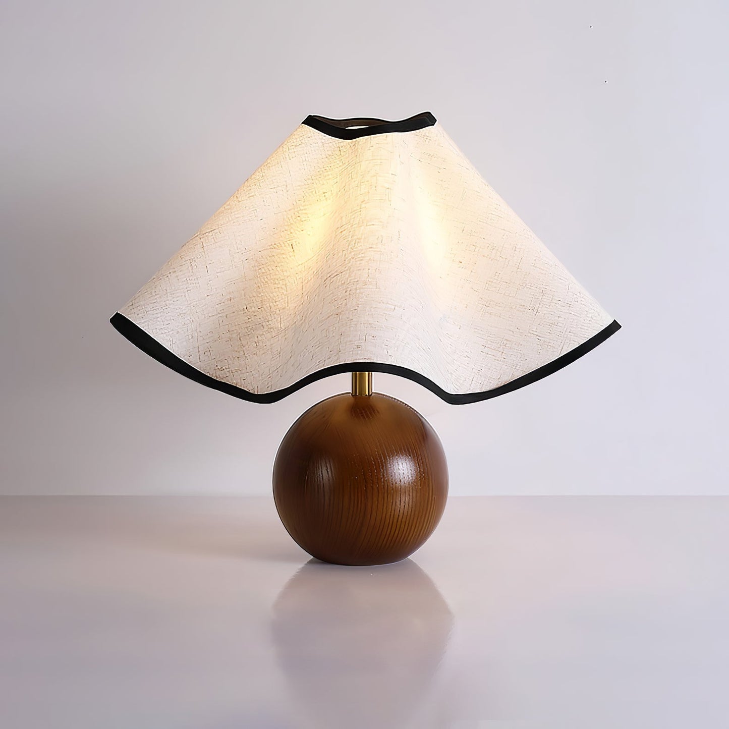 Tischlampe Stoff Wellenform | Holz | E27 | Warmes Licht