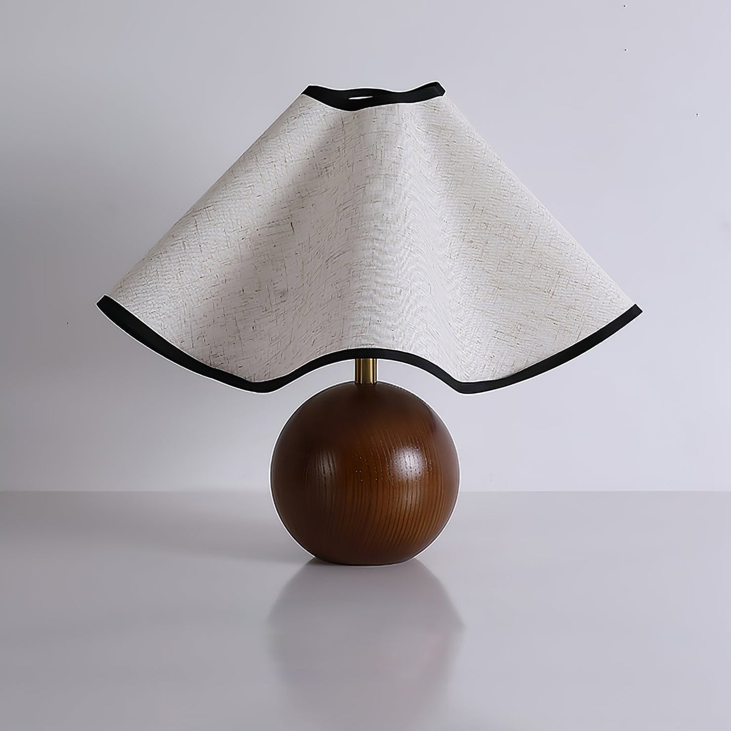 Tischlampe Stoff Wellenform | Holz | E27 | Warmes Licht