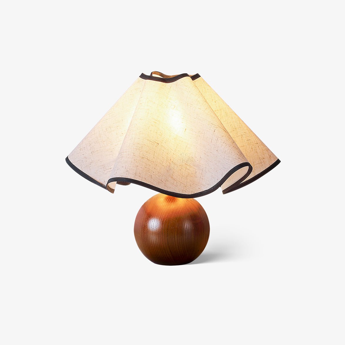 Tischlampe Stoff Wellenform | Holz | E27 | Warmes Licht