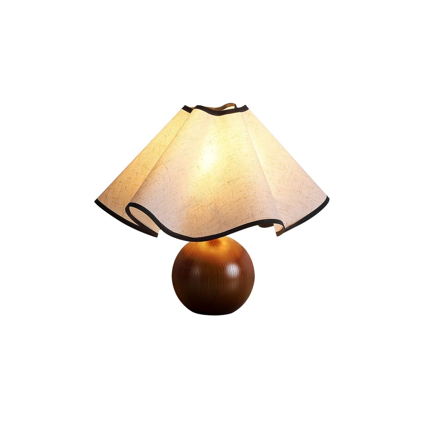 Tischlampe Stoff Wellenform | Holz | E27 | Warmes Licht