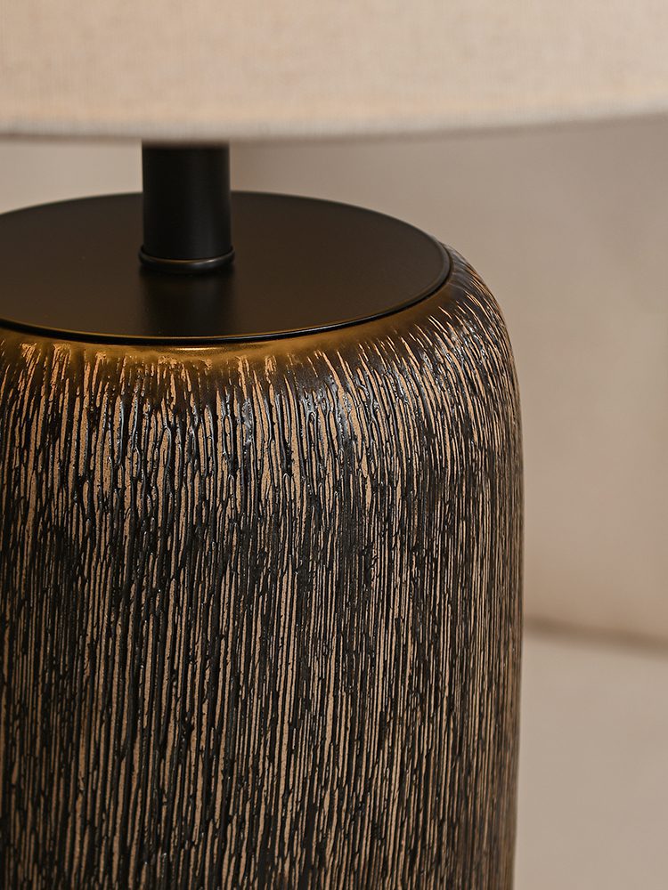 Stehlampe Vintage Holz-Look | Stoffschirm | E26/E27 LED | Rustikales Design