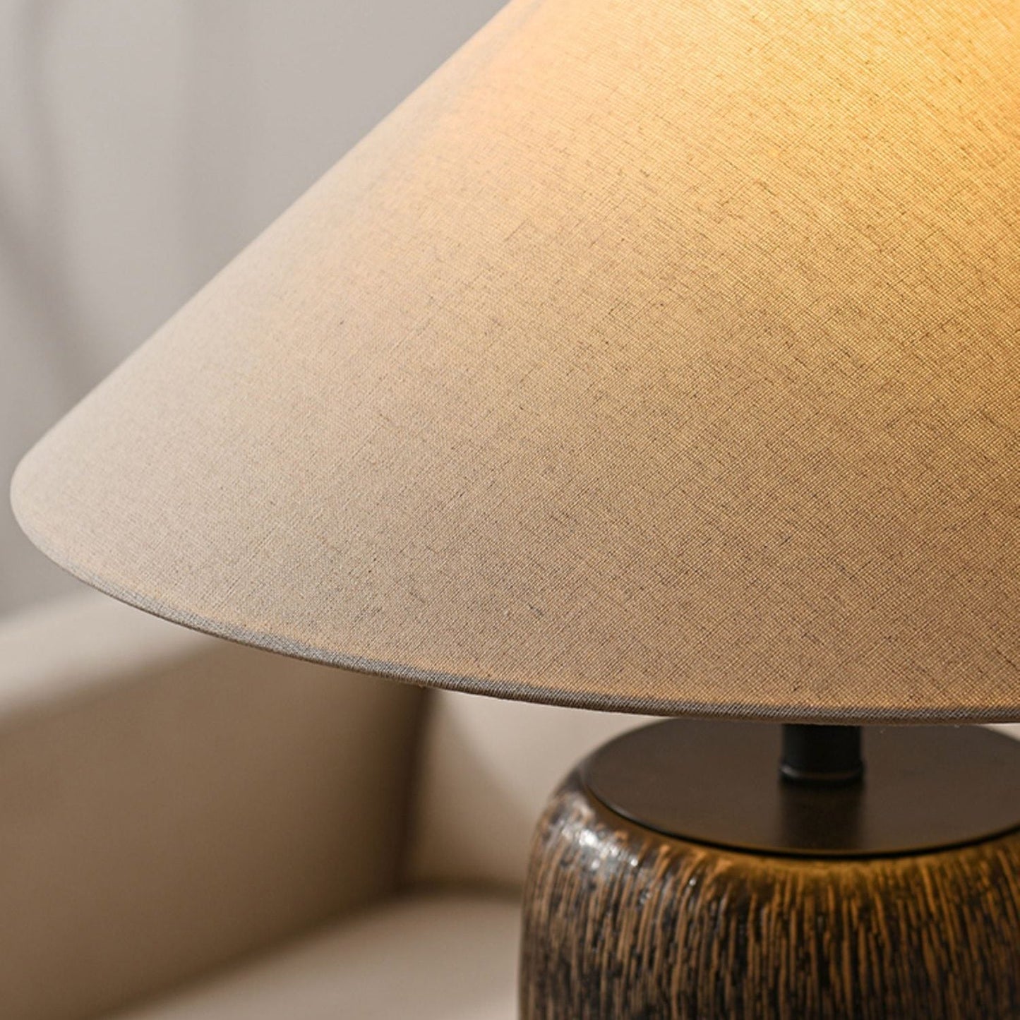 Stehlampe Vintage Holz-Look | Stoffschirm | E26/E27 LED | Rustikales Design