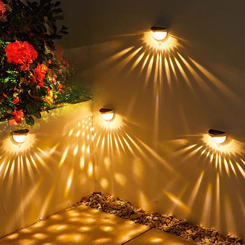 Solar-Wandleuchte Rund | LED Musterlicht | IP Outdoor | Garten & Terrasse