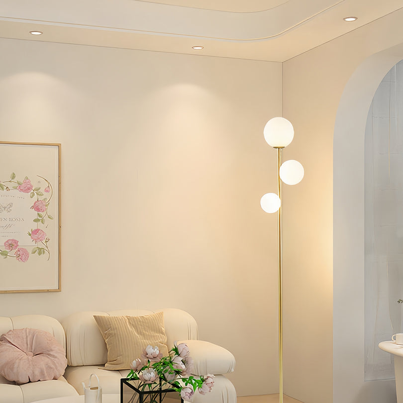 LED-Stehleuchte | Designer-Innenbeleuchtung | Opalglas & Travertin-Akzent