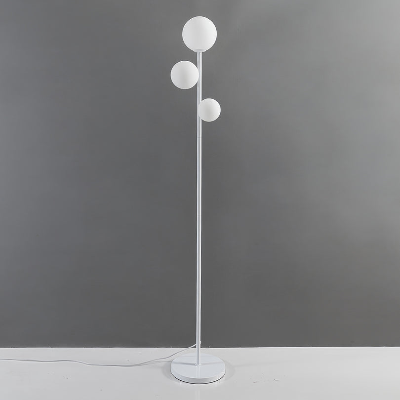 LED-Stehleuchte | Designer-Innenbeleuchtung | Opalglas & Travertin-Akzent