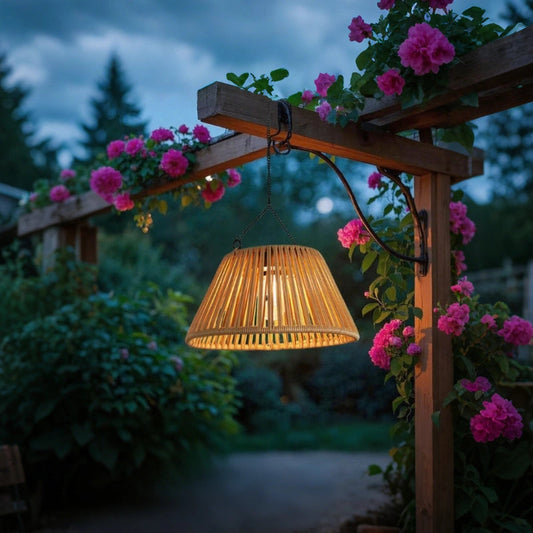 Solar-Hängelaterne Rattanoptik | LED Warmweiß | USB & Solar | IP44