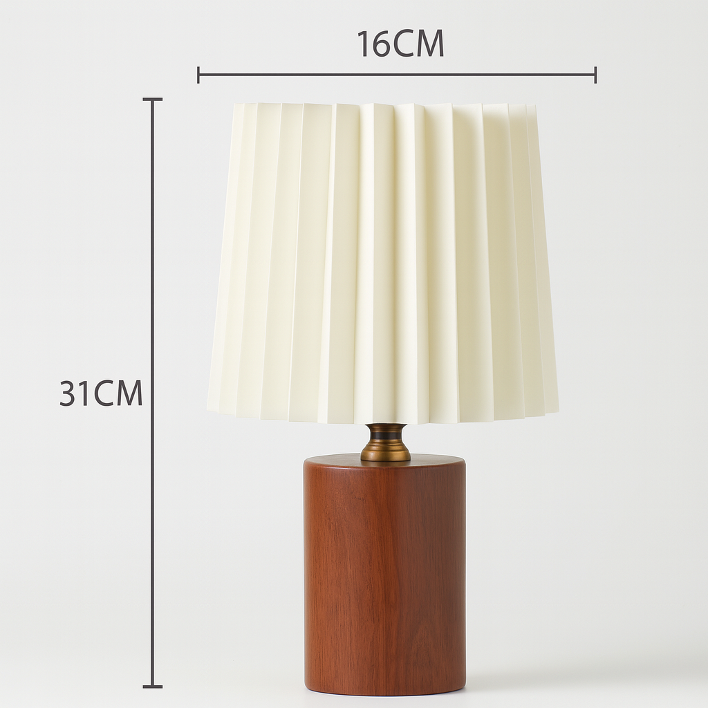 Vintage Korean Falten-Stoff Zylinder-LED-Tischlampe | Retro-Minimalistisches Design | 1-flammig