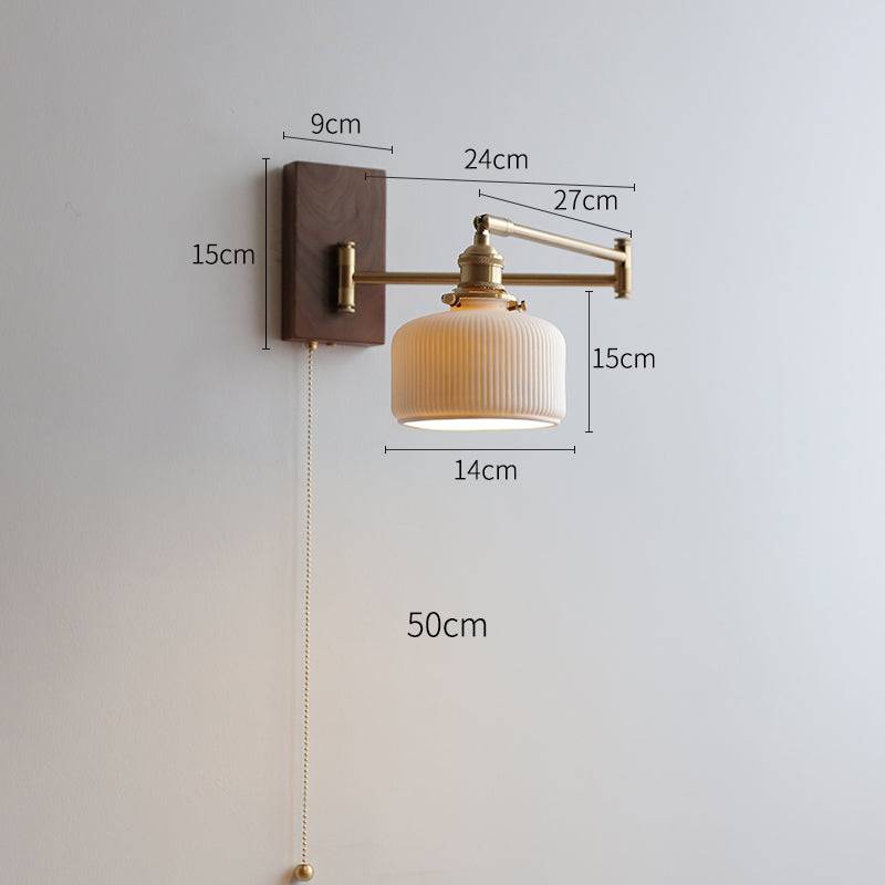 Keramik-Wandleuchte | Holz & Messing | E26/E27 LED | Modern