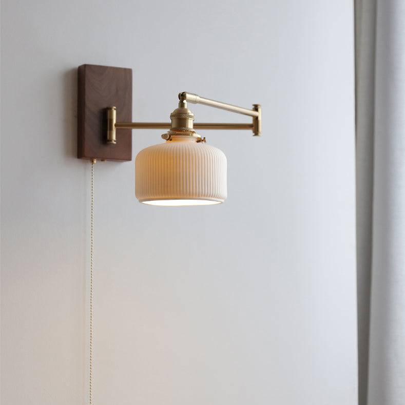 Keramik-Wandleuchte | Holz & Messing | E26/E27 LED | Modern