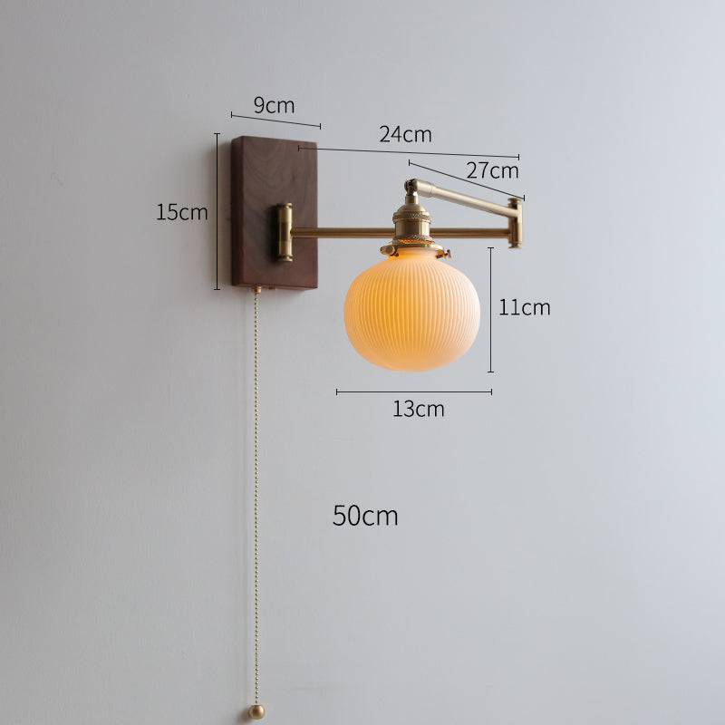 Keramik-Wandleuchte | Holz & Messing | E26/E27 LED | Modern
