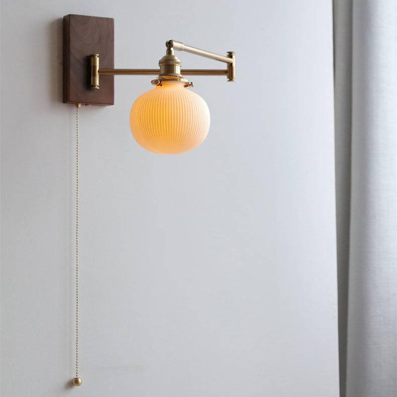 Keramik-Wandleuchte | Holz & Messing | E26/E27 LED | Modern