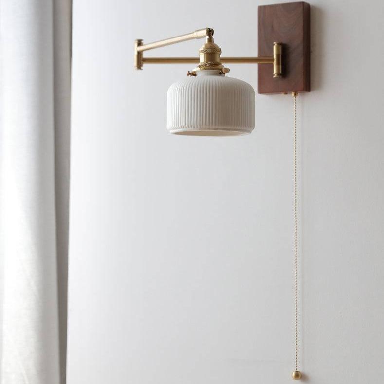 Keramik-Wandleuchte | Holz & Messing | E26/E27 LED | Modern