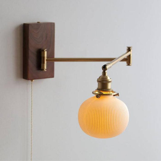 Keramik-Wandleuchte | Holz & Messing | E26/E27 LED | Modern